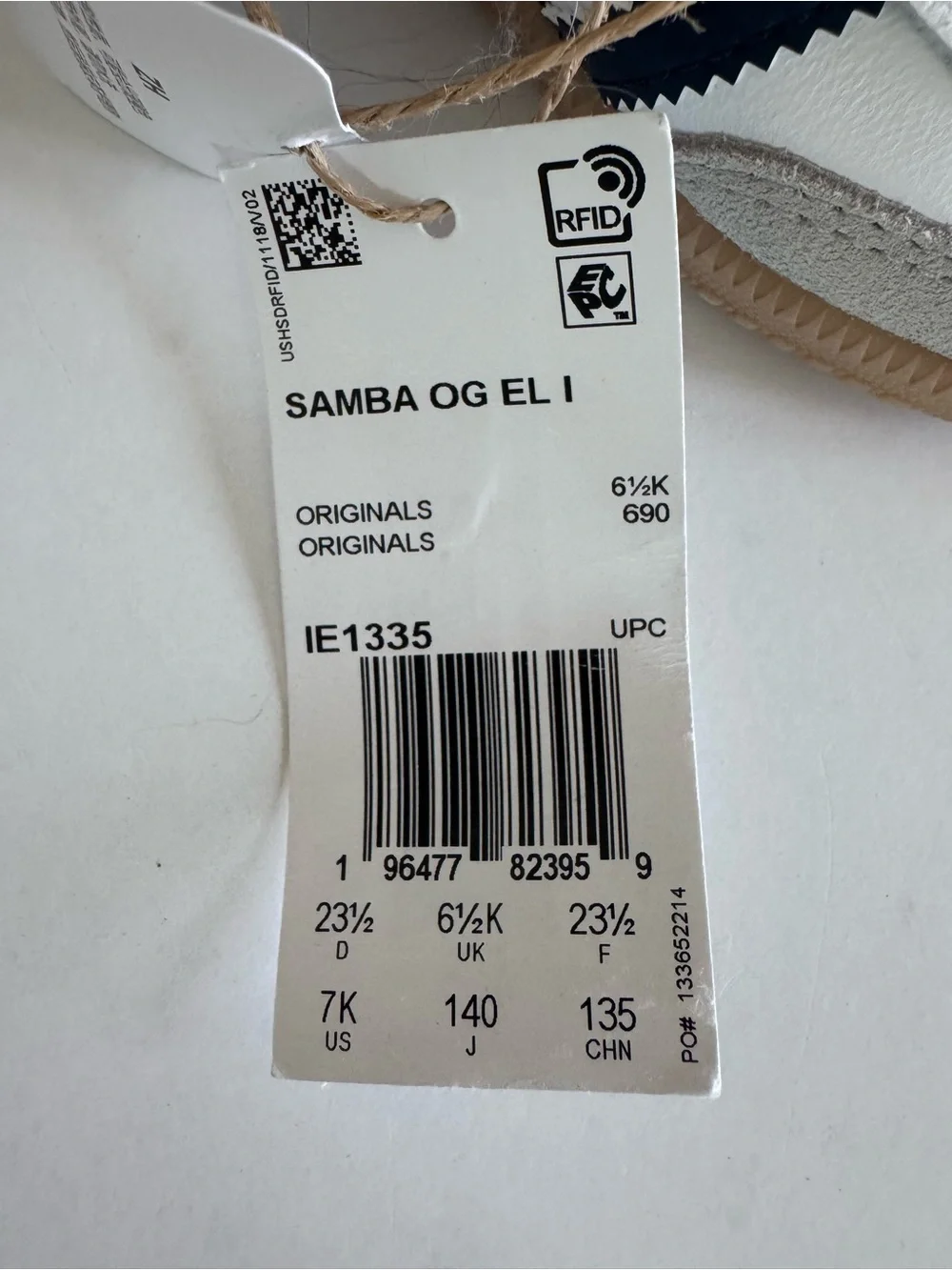 adidas Toddler White and Navy Samba Sneaker